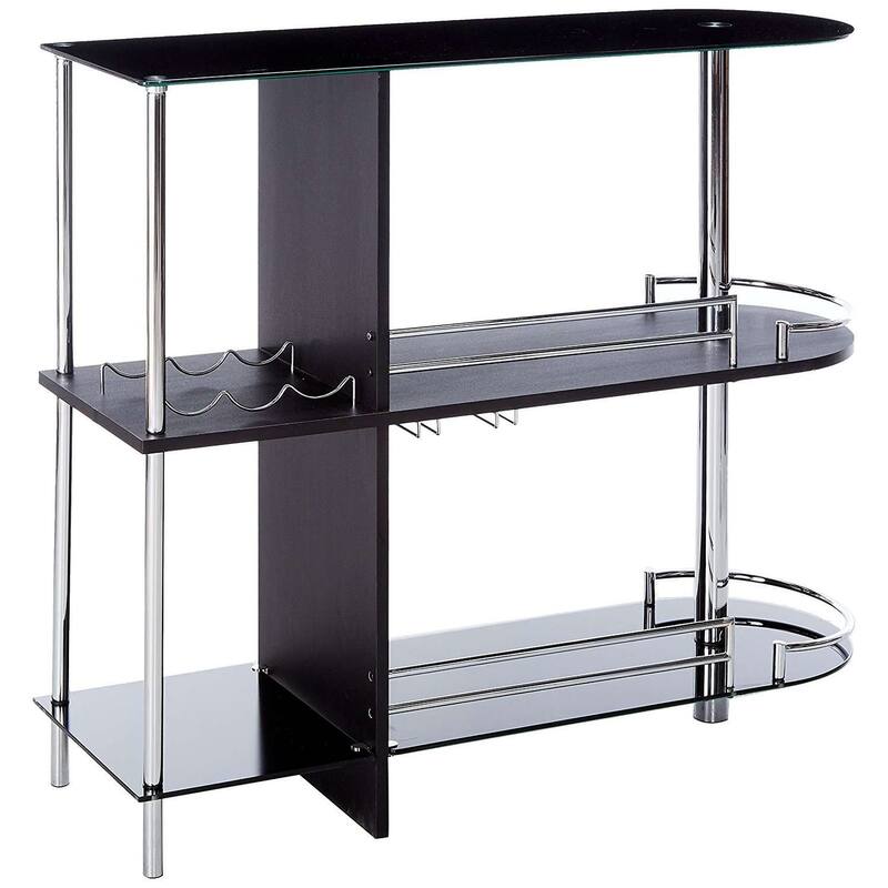 Bar Table with Two Tempered Glass Shelves