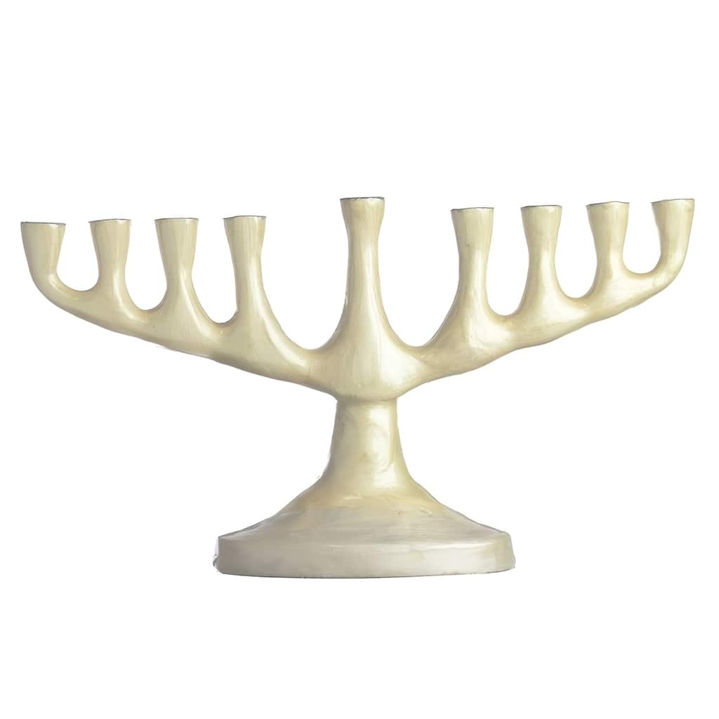 Modern Pearl Finish Menorah Stainless Steel Hanukkah Candle Holder for Home Decoration