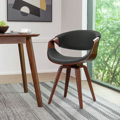 Porthos Home Drew Faux Leather Mid Century Dining Chair with Wooden Legs