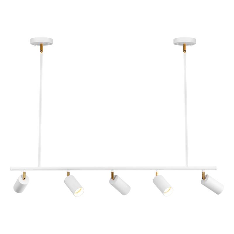 43.3" 5-Light Industrial Linear Track Lighting with Adjustable Track Heads - White