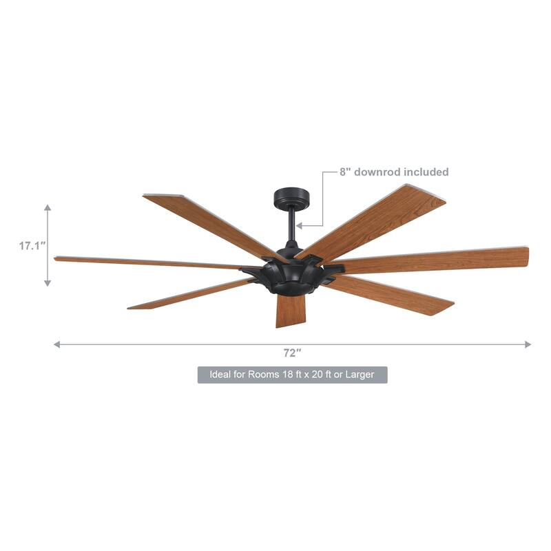72" Wooden 7-Blade Large Outdoor Industrial DC Ceiling Fan with Remote