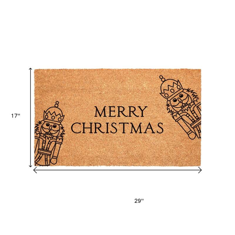 HomeRoots 17" X 29" Brown And Black Merry Christmas Outdoor Coir Door Mat - 17.00' X '29.00