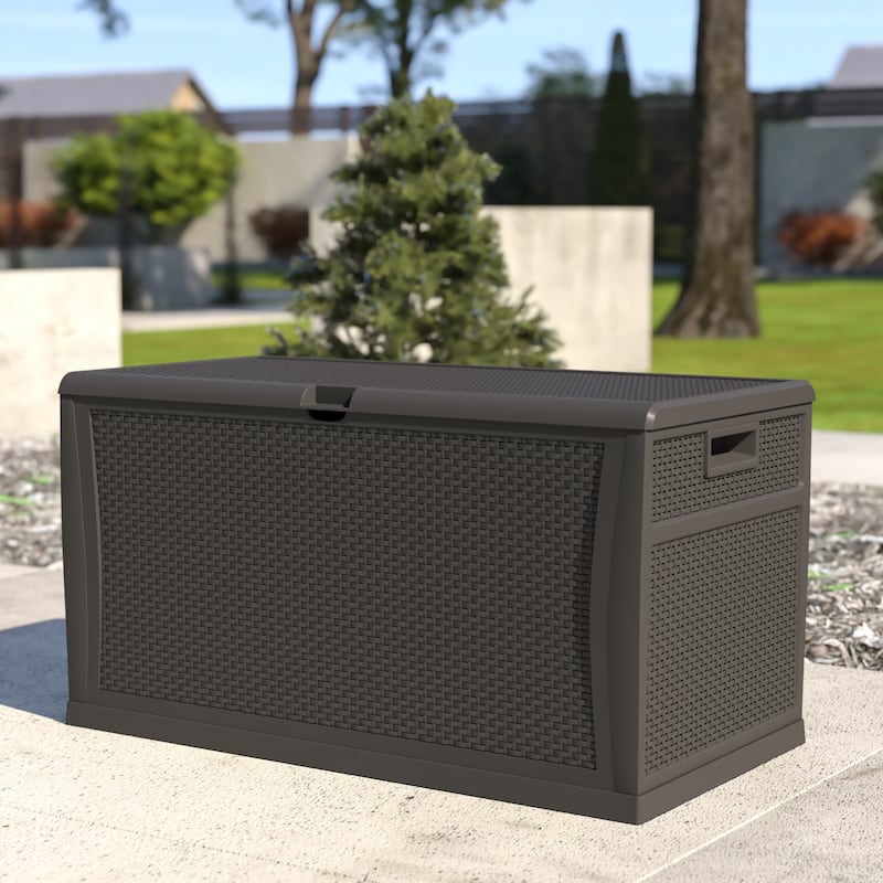 120 Gallon Plastic Deck Box for Outdoor Patio Storage & Deck Organization - Gray