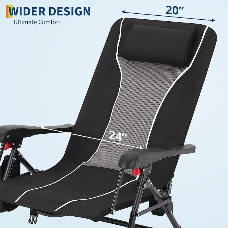 Folding Chaise Lounge Chair,Folding Beach Chair for Adults Adjustable Back