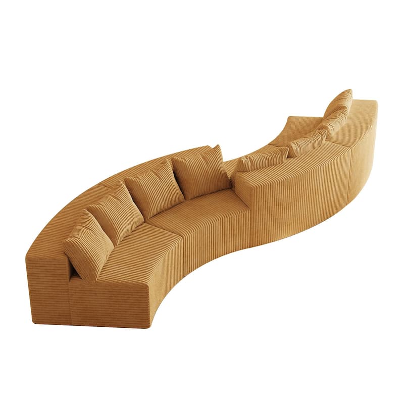 Semi Circular Shaped Sectional Sofa Modular Corduroy Fabric Couch, Free Combination