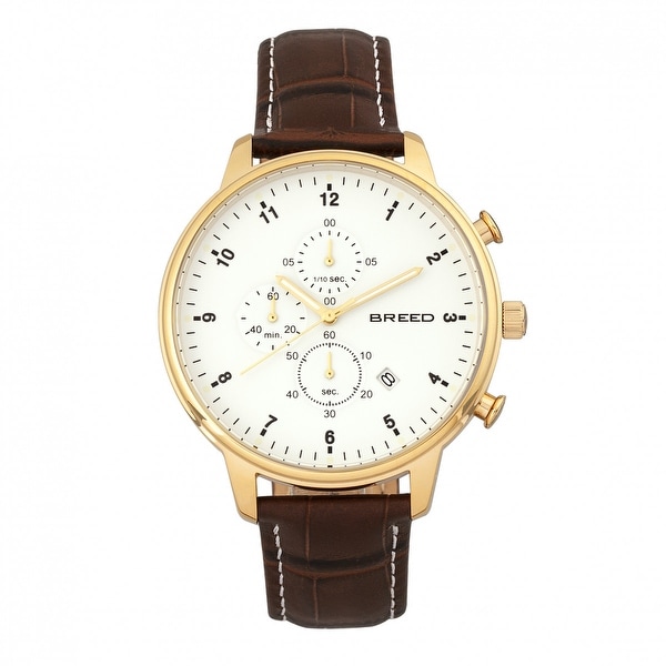 Breed Holden Men's Quartz Chronograph Watch, Genuine Leather Band, Luminous Hands