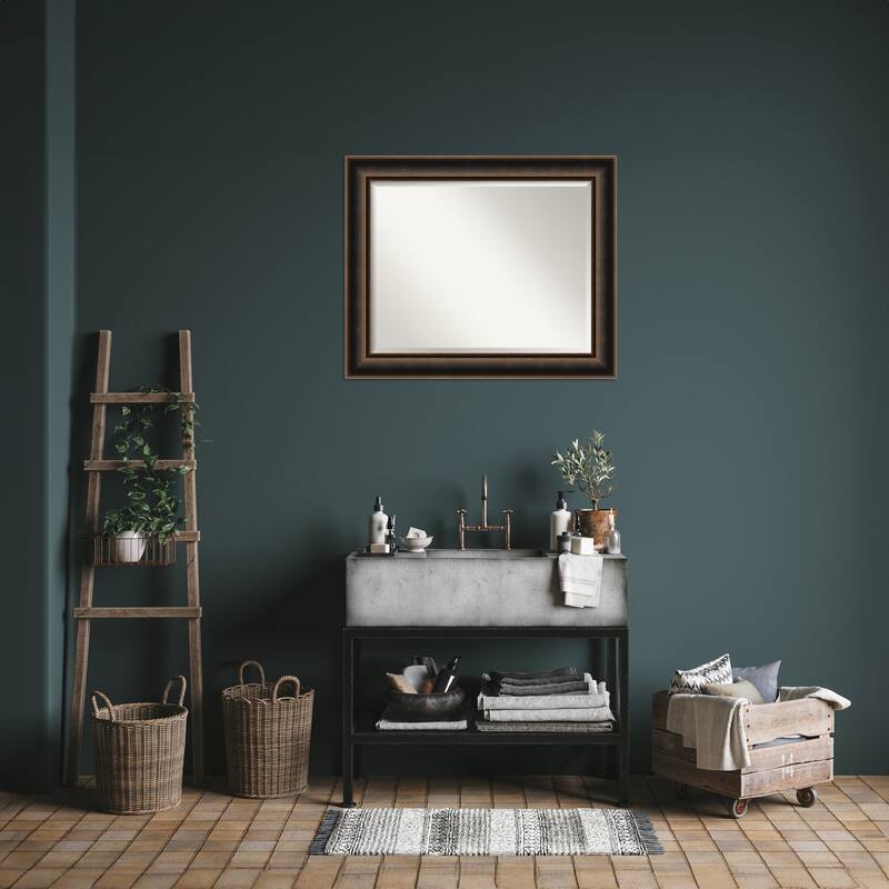Villa Oil Rubbed Bronze Beveled Wood Framed Bathroom Vanity Wall Mirror - Villa Oil Rubbed Bronze
