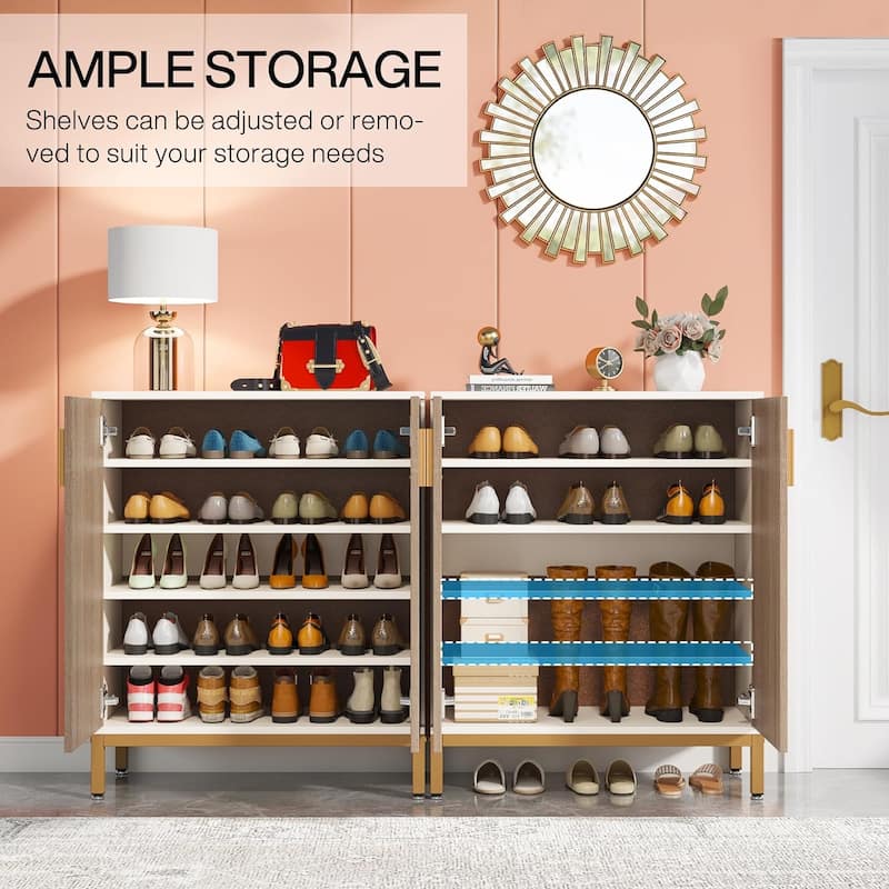 20 Pairs Modern Shoe Storage Cabinet with Doors, 6-Tier Freestanding Entryway Shoe Organizer Rack