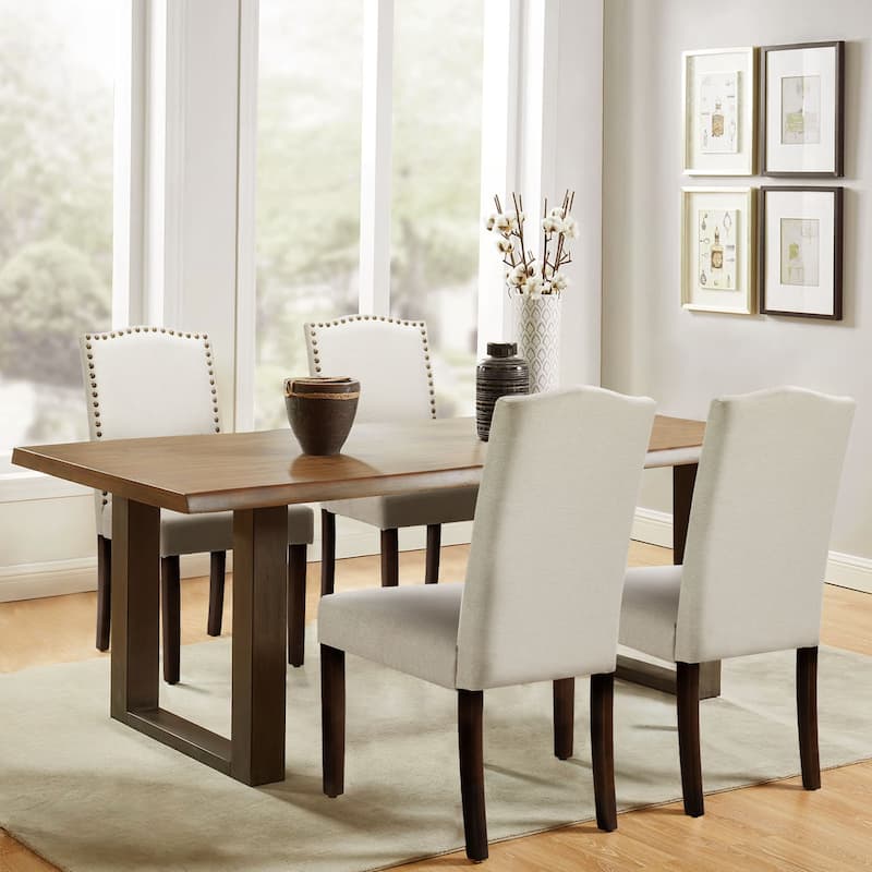 Padded Dining Chairs with Solid Wood Legs, Set of 2