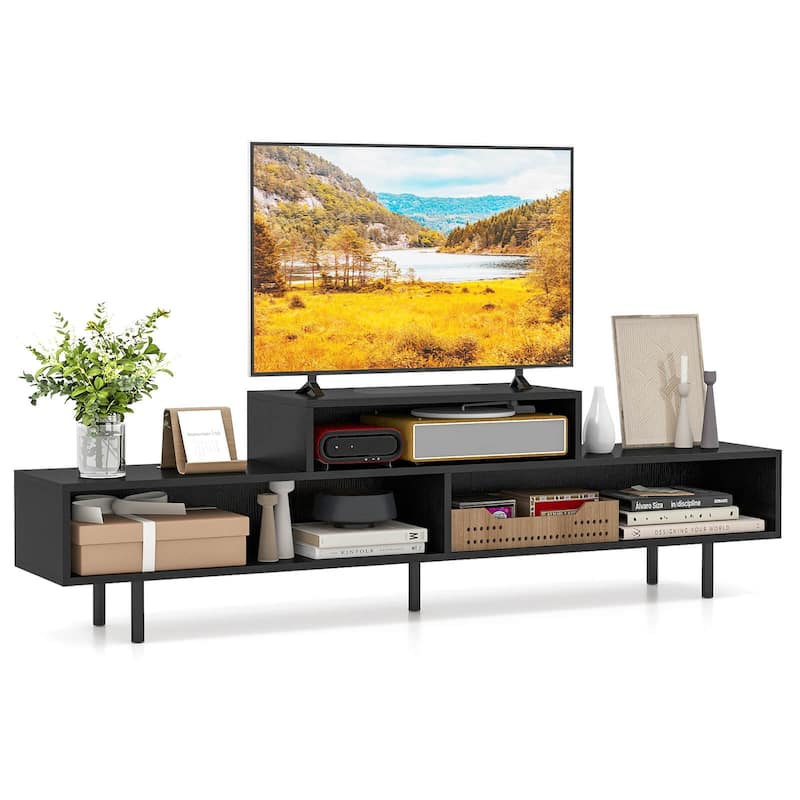 Costway 3 Cubby TV Stand for TVs up to 70" Entertainment Center Media - See Details - Black - See Details