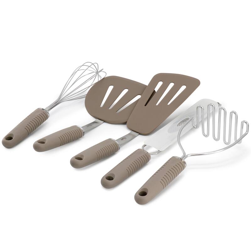 5 Piece Prep and Cook Kitchen Tool Set in Taupe