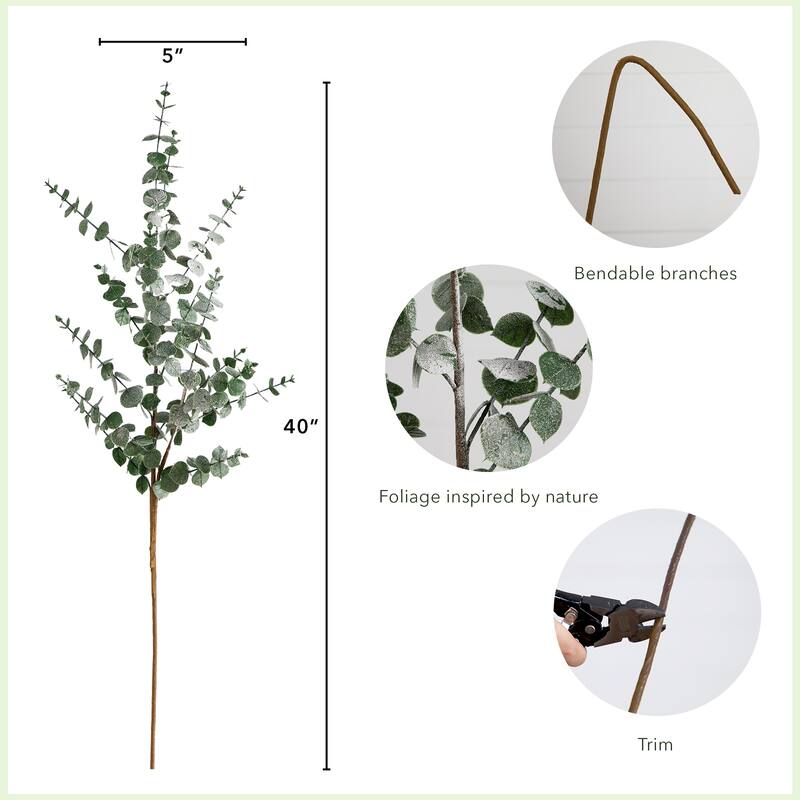 Eucalyptus Leaf Artificial Stem Sprays - 40" - Green - Set of 3