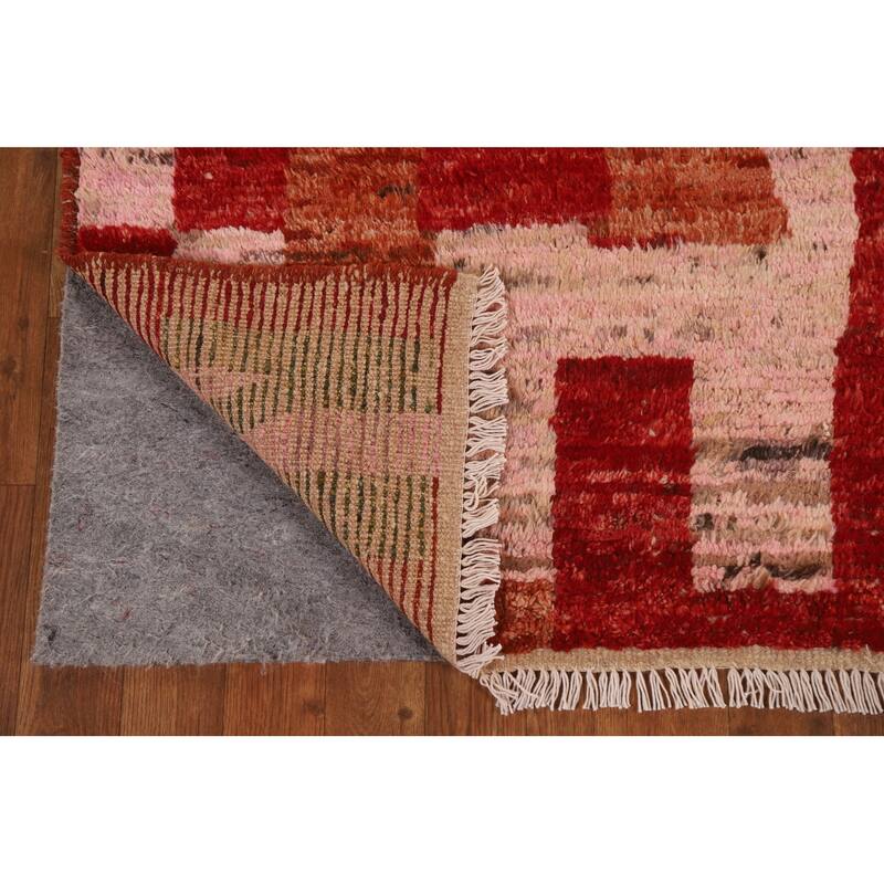 Hand Knotted Oriental 100% Wool Carpet Modern Abstract Multi-Colored Moroccan Area Rug - 8' 3'' X 5' 3''