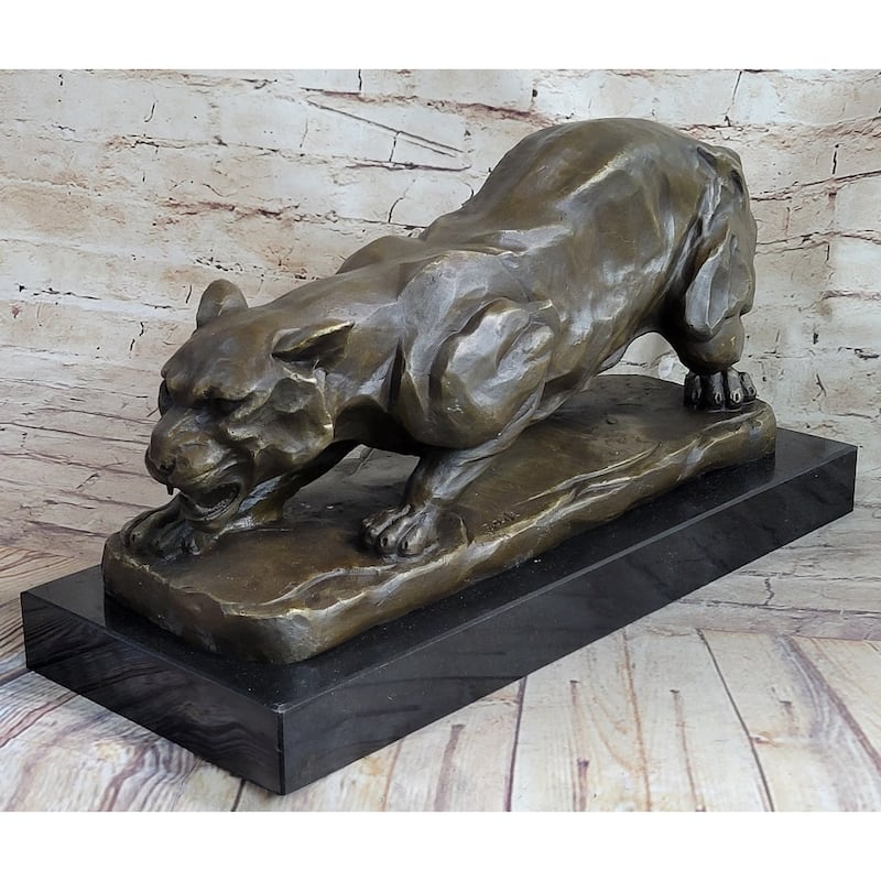 Handmade Bronze Sculpture Imitative Lion Panther Tiger Puma Cougar Imitative Cat Statue African Art