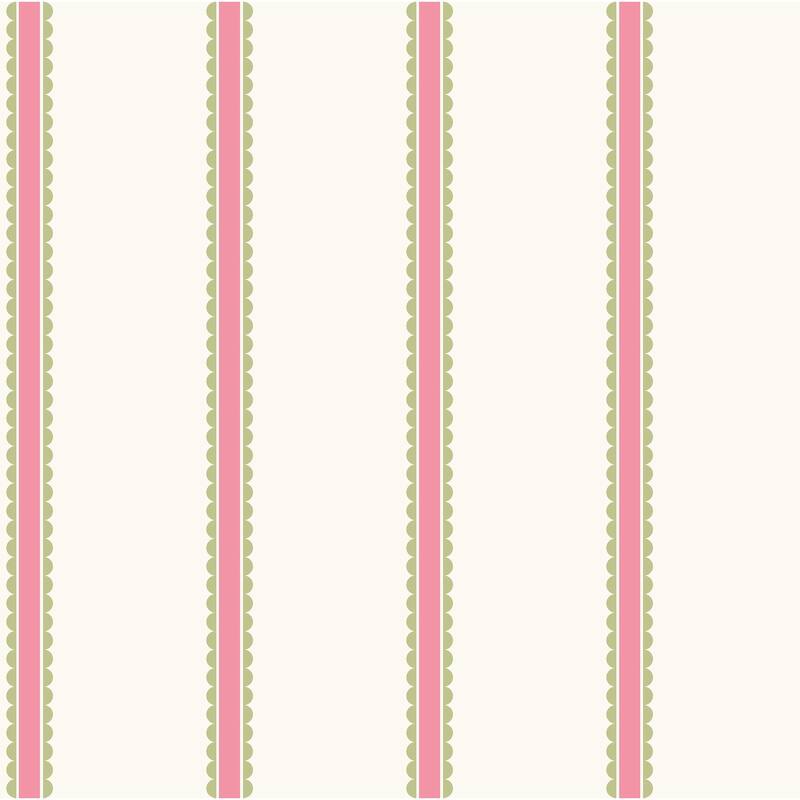Advantage Bobbin Stripe Fuchsia Scalloped Wallpaper
