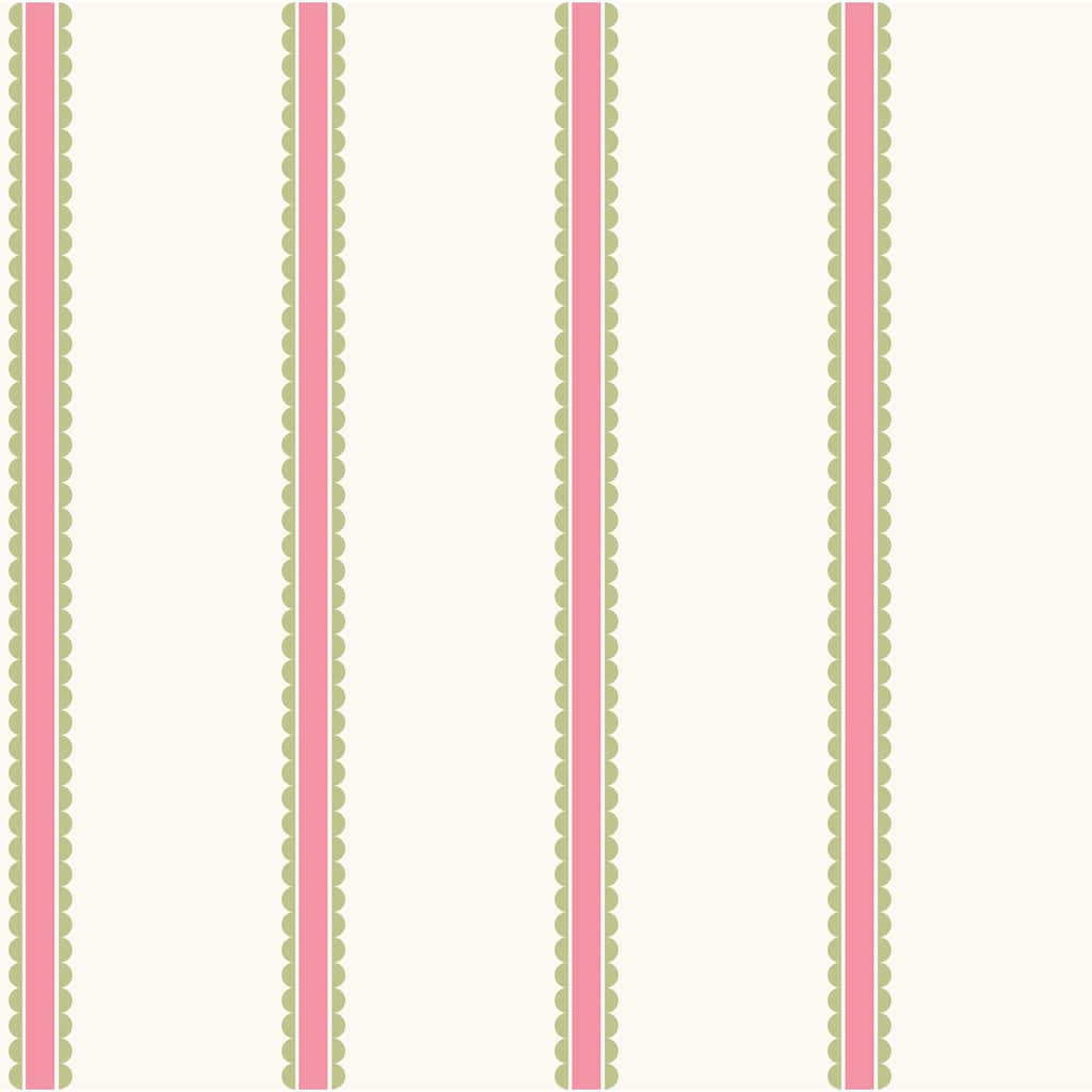 Advantage Bobbin Stripe Fuchsia Scalloped Wallpaper