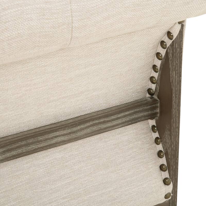 Mirod 3-Seat Sofa with Wooden Legs, Retro Style, Tufted Backrest, Beige Fabric