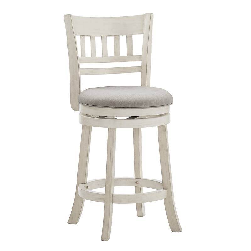Verona Linen Lattice Back Swivel 24-inch Counter Height Stool by iNSPIRE Q Classic - Antique White-Grey Linen