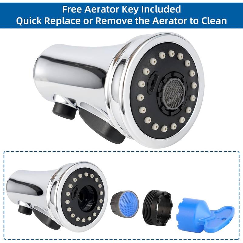 Kitchen Faucet Head Replacement, 3 Function Sprayer with 10 Adapters