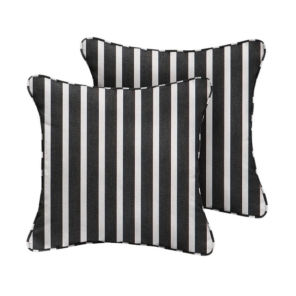 Black White Stripe Corded Square Pillows Set of 2 by Havenside
