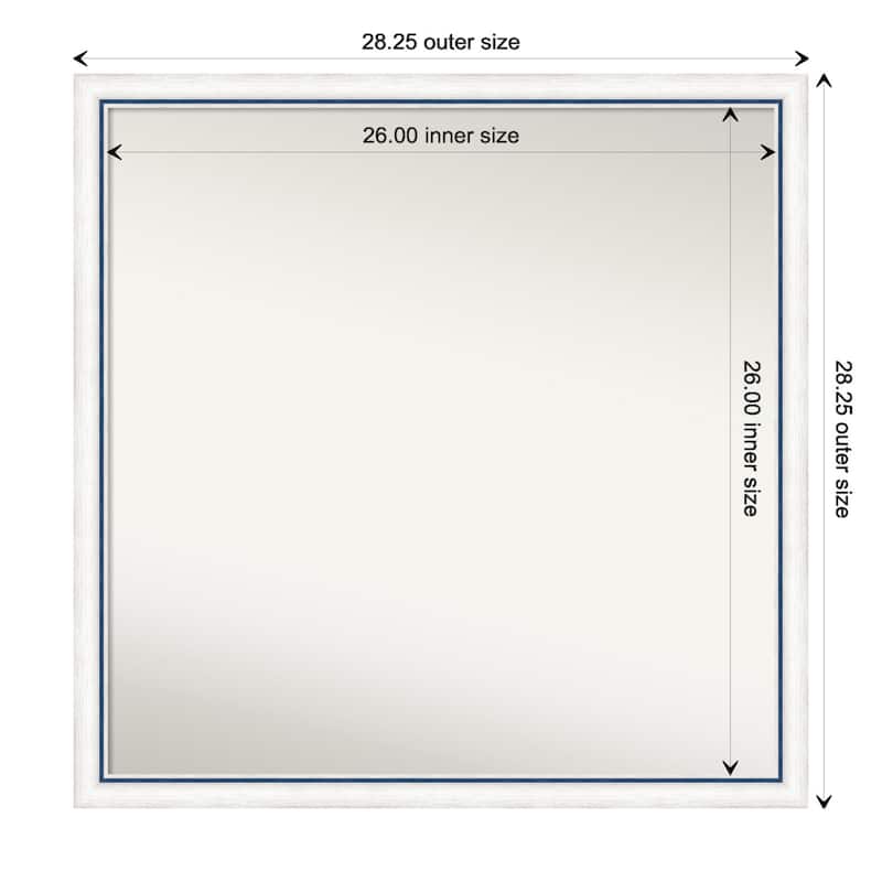 Morgan Non-Beveled Wood Framed Wall Mirror - Morgan White Blue - Glass Size 26x26