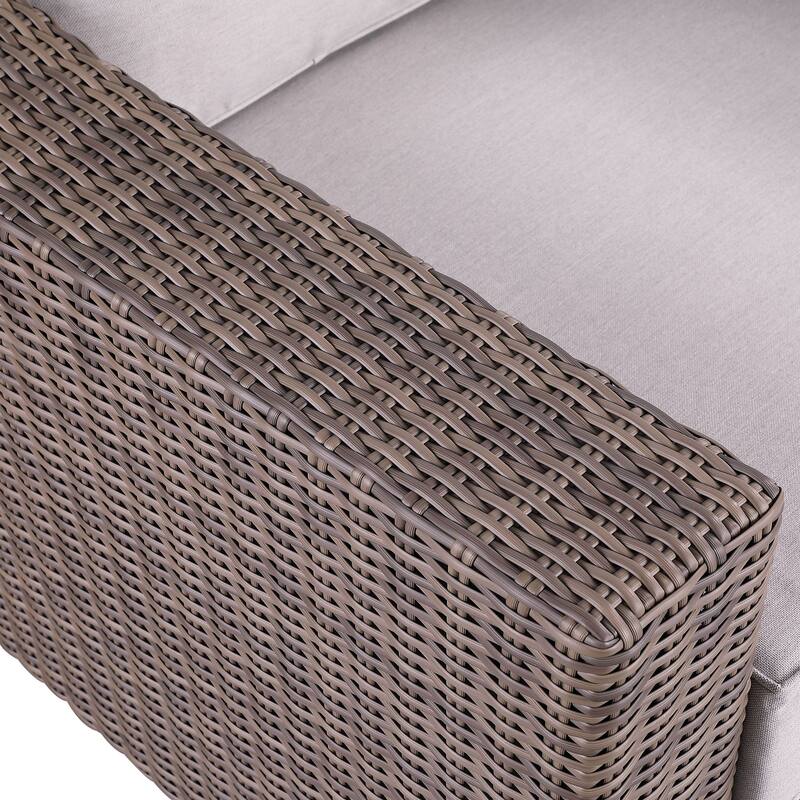 3-Piece Manhattan Rustic Wicker Seating Set with Tempered Glass