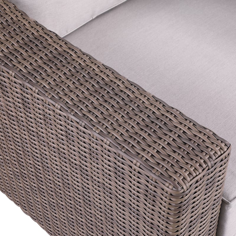 Manhattan Rustic Wicker Rattan Lounge Arm Chair, Beige