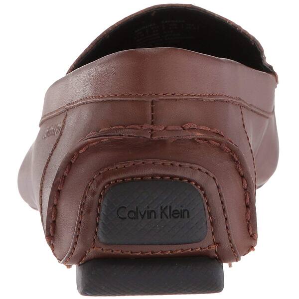 Shop Calvin Klein Mens Miguel Leather Square Toe Slip On Shoes
