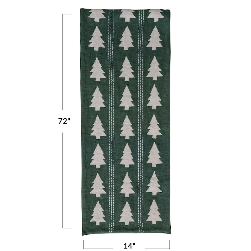 Slub Table Runner with Tree Pattern, Embroidery and Stitching