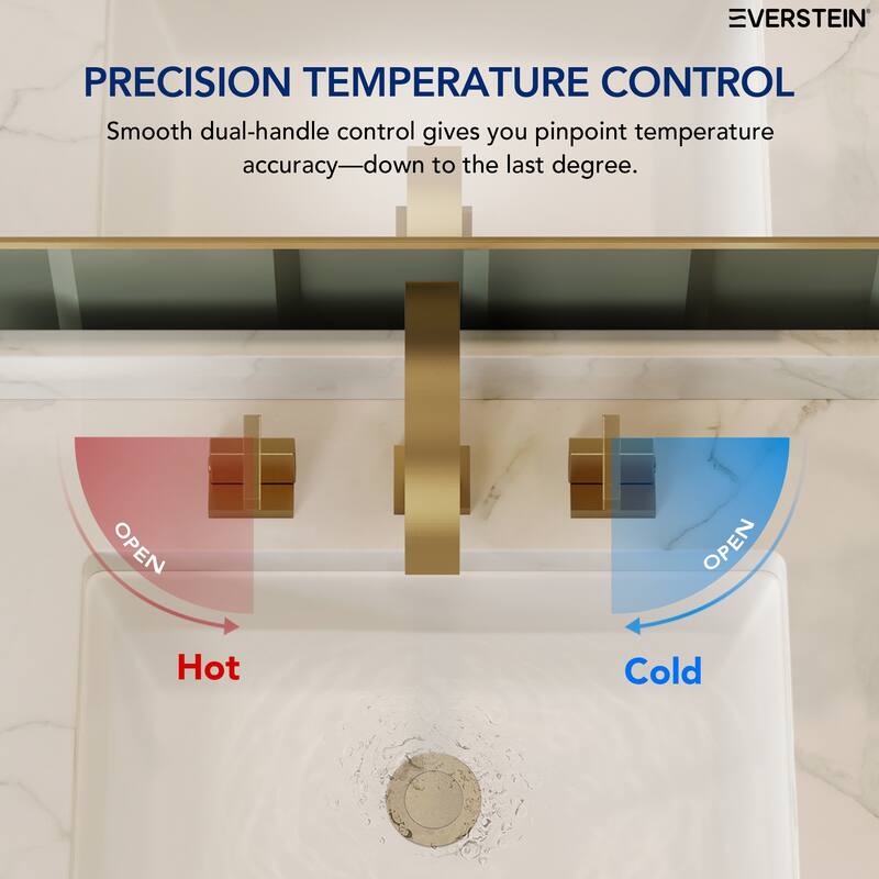 Two handles 3 holes Waterfall Bathroom Sink Faucet with Drain Assembly