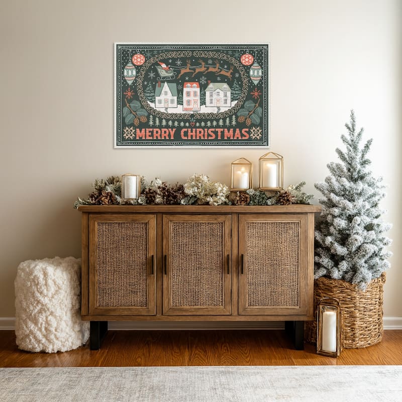 Frosty Forest II by Laura Marshall Framed Canvas Wall Art Print - Sylvie Beaded White