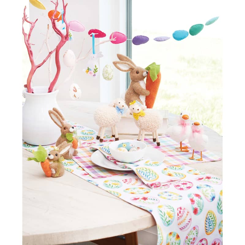 Colorful Easter Egg Charm & Plaid Spring Placemats Set of 6 Springtime, 14" x 20" - Multicolored