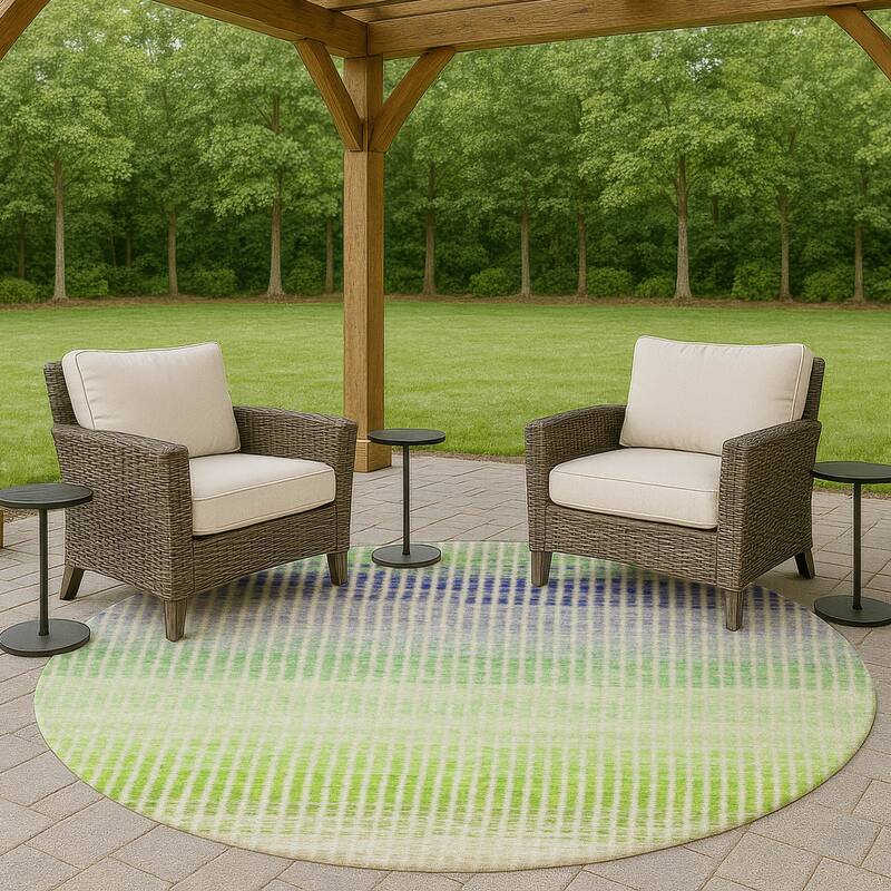 Machine Washable Indoor/ Outdoor Contemporary Stripes Chantille Rug - Orange - 8' x 8'