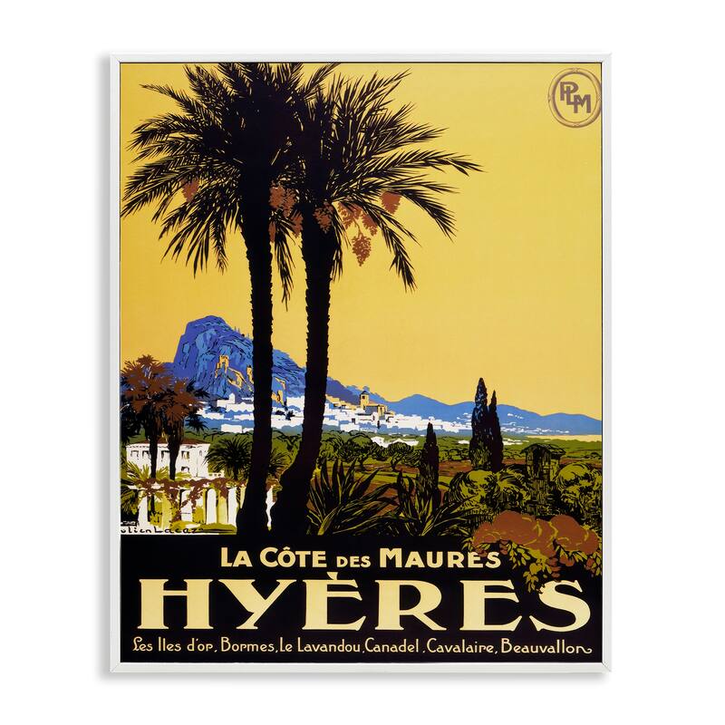 Stupell Vintage Tropical Travel Ad Framed Giclee Art Design By Marcus Jules - 24 x 30 - White