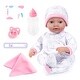 preview thumbnail 1 of 3, Bayer: Reborn 15" Baby Doll Set - White Pink Elephant - Life-Like Doll, Blanket, Bottle, Pacifier, Name Tag & Birth Certificate