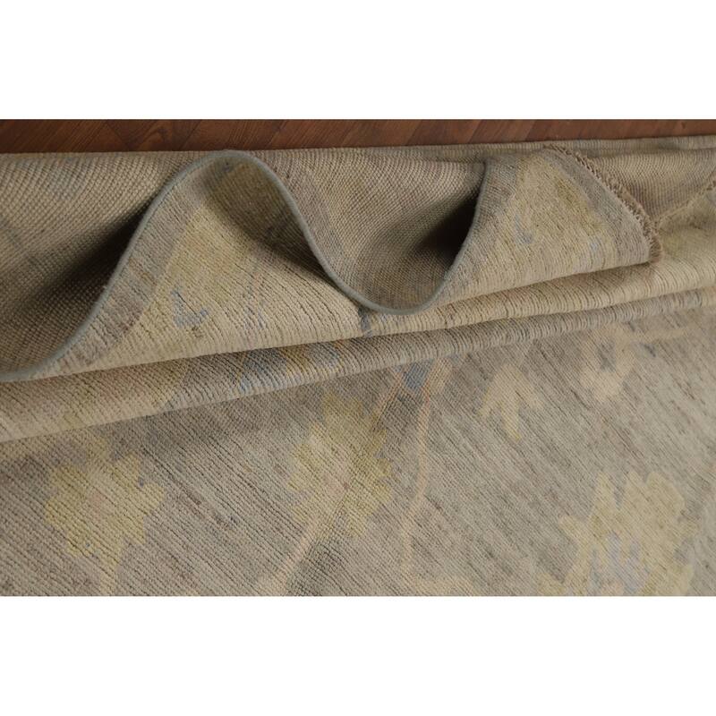 Hand Knotted Oriental 100% Wool Carpet Transitional All-Over Greys & Charcoal Oushak Area Rug - 11' 9'' X 8' 8''