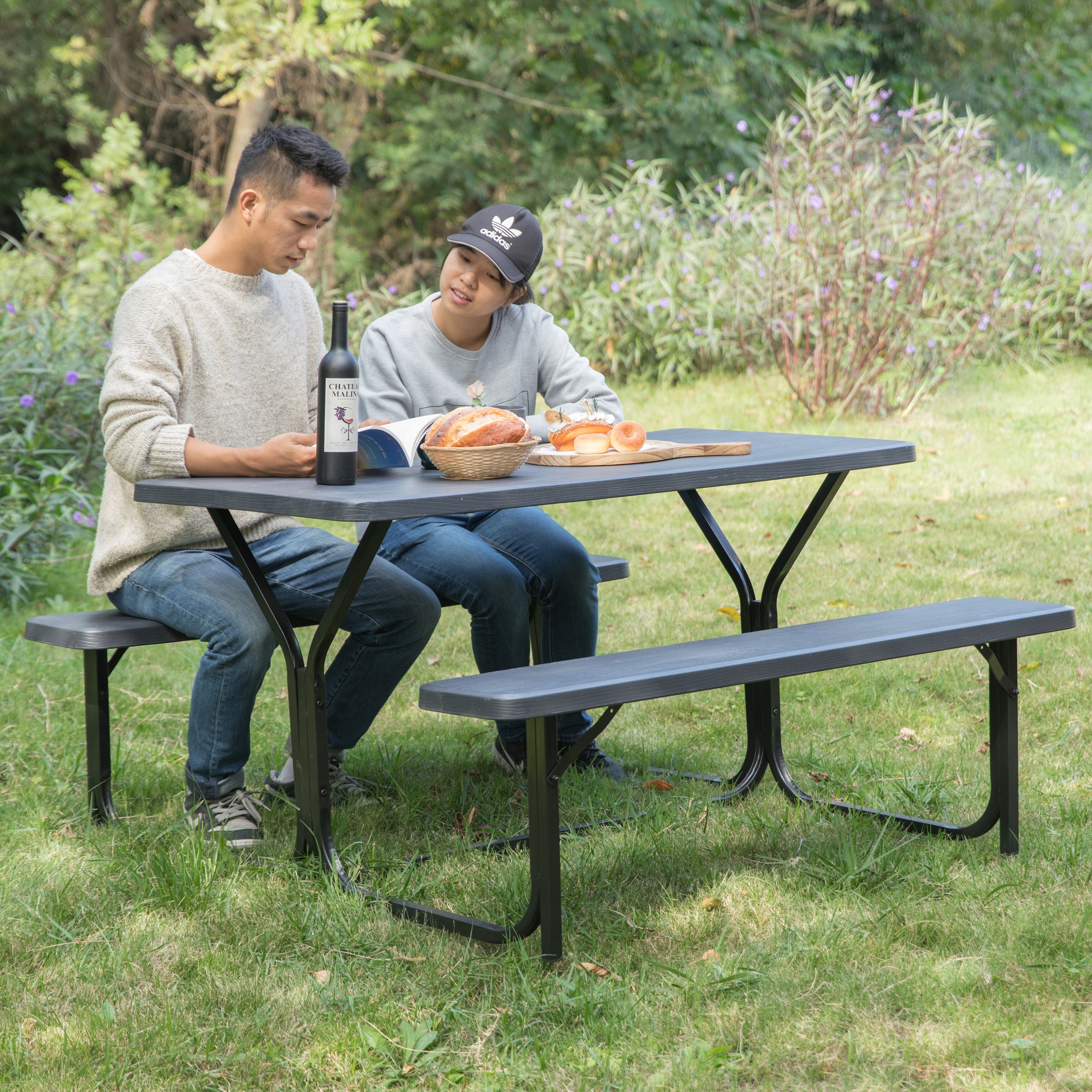 Outdoor bench table and chairs 2025