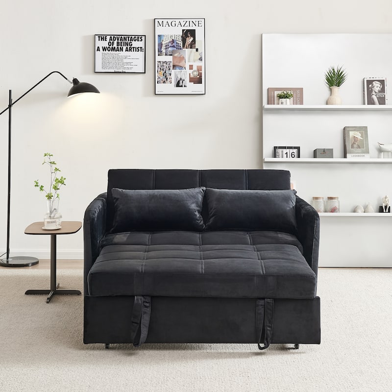 55.5"Twins Pull Out Velvet Sofa Bed