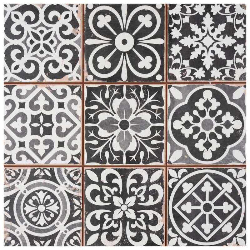 Merola Tile Faenza Nero 13" x 13" Ceramic Floor and Wall Tile