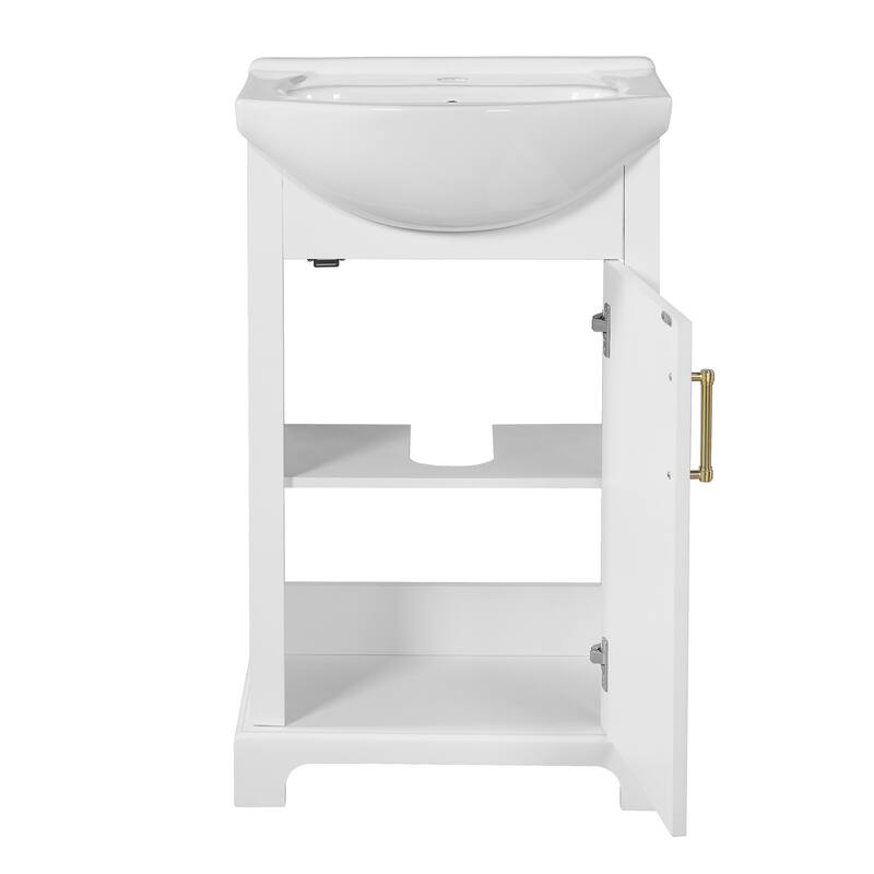 20" Freestanding Bathroom Vanity with White Farmhouse Ceramic Sink - 19.7'' x 13.4'' x 33.4''