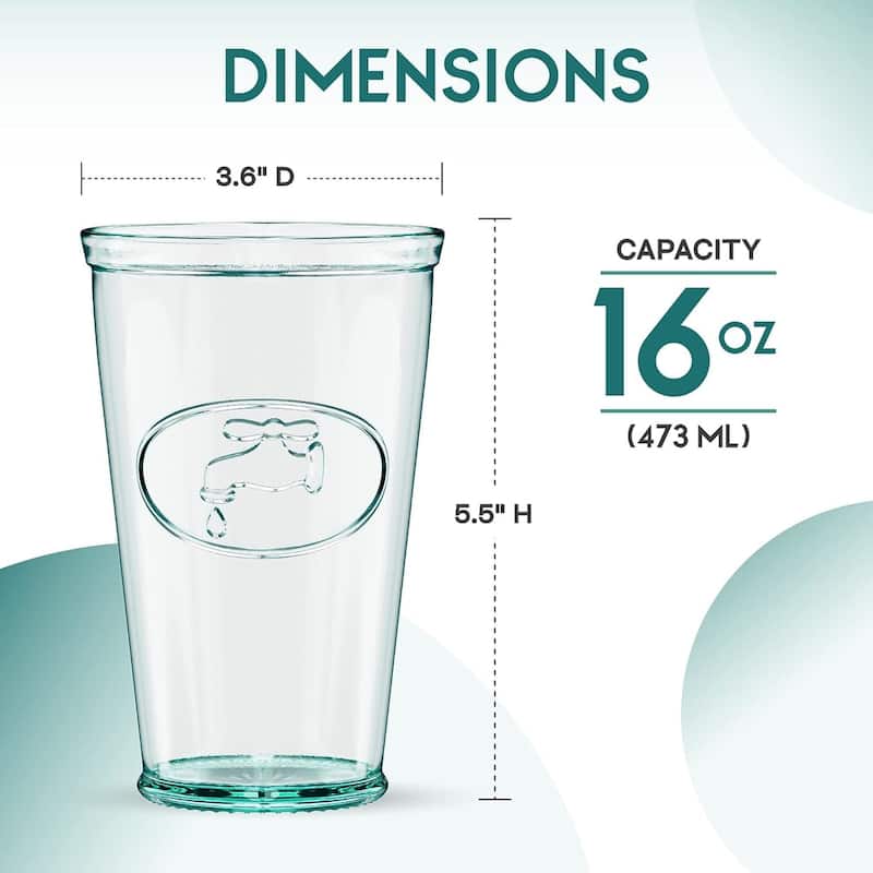 Amici Home Set of 4 Water Tap Collection Drinking Glassees - 16 oz