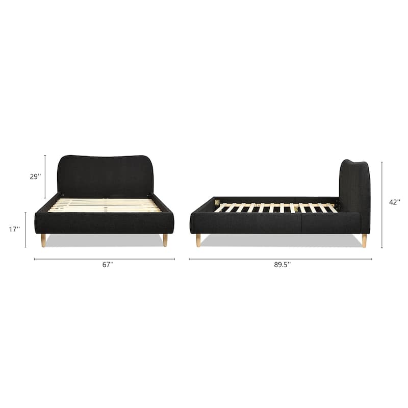 Roman Boucle Sherpa Curved Headboard Modern Platform Bed