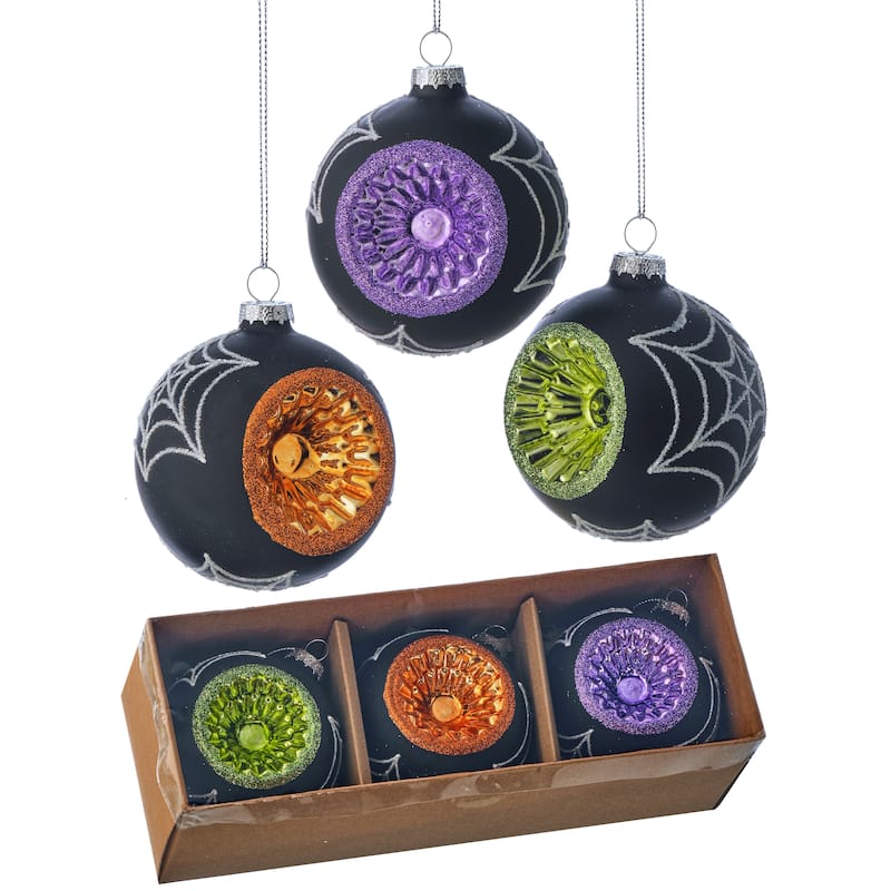 3" Glass Reflector Ball Ornament Box of 3