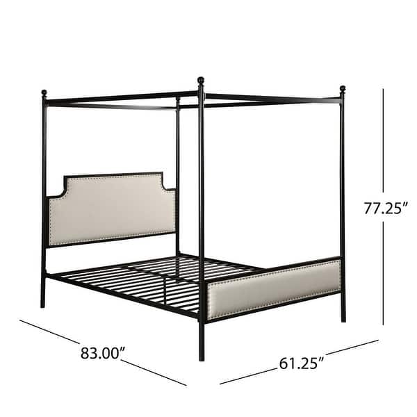 dimension image slide 1 of 2, Beechmont Queen Size Upholstered Canopy Bed by Christopher Knight Home