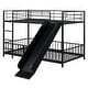 preview thumbnail 26 of 38, Twin over Twin Size Metal Bunk Bed with Slide and Guardrails for Kids