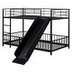 preview thumbnail 6 of 37, Twin over Twin Size Metal Bunk Bed with Slide and Guardrails