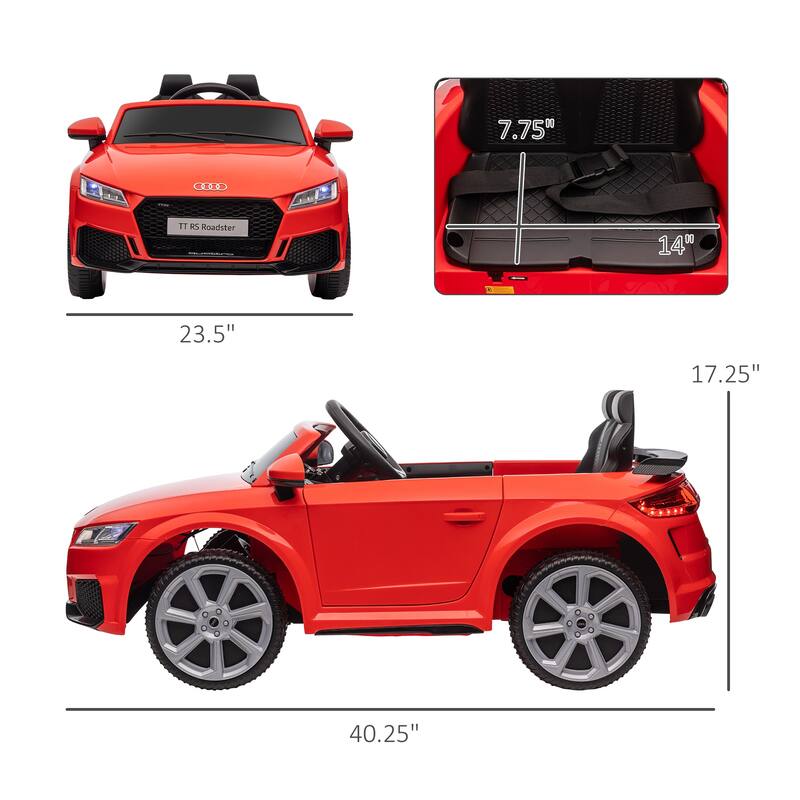 6V Kids Audi TT RS Electric Ride-On Car with Remote Control, Suspension System, Music, and MP3 Player for Boys & Girls