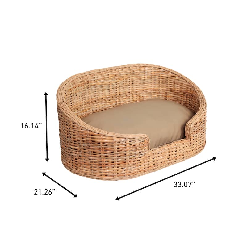 Handwoven Dog Bed with Machine-Washable Cushion