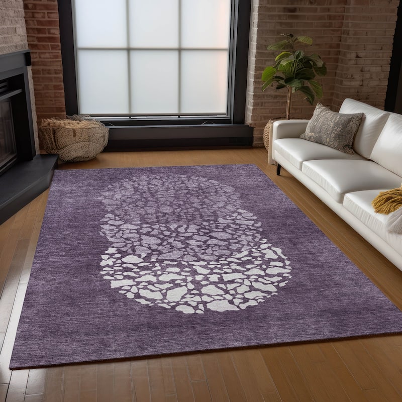 Machine Washable Indoor/ Outdoor Chantille Modern Mosaic Rug