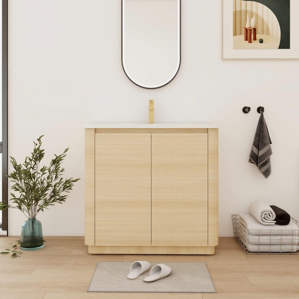 Bathroom Vanity With Sink In 36/40/48/52/60/64/84/92 Inch, Freestanding Bathroom Vanity With Doors and Adjustable Shelf